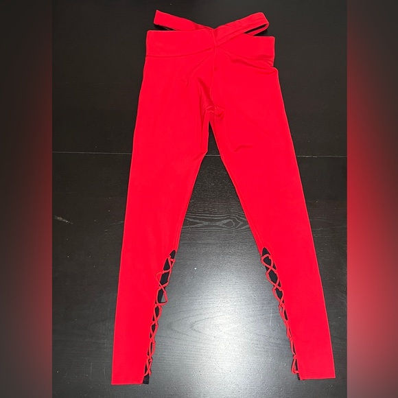 Jonathan Simkhai Cross over sexy red Renee leggings - Picture 1 of 4